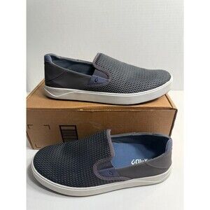 Gray Slip-On Loafers with Breathable Mesh and Rubber Sole